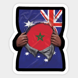 Morocco Flag Australian Flag Ripped Open - Gift for Moroccan From Morocco Sticker